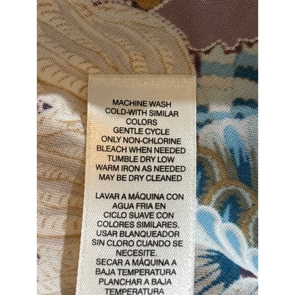 Chico's Blouse Women's 4 XXL Jacobean Bouquet Floral Pleated Ruffle Long Sleeve - Picture 5 of 12